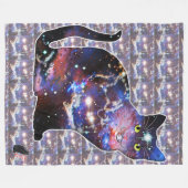 〔占星術の〕十二宮図宇宙インキャットフリースブランケット フリースブランケット (正面(横))