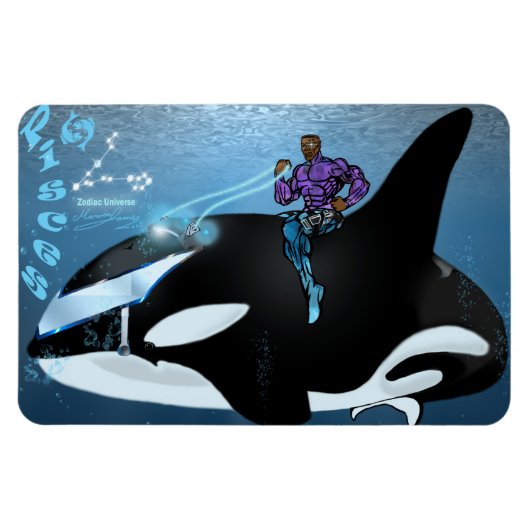 〔占星術の〕十二宮図宇宙 – 魚座マグネット マグネット (横)