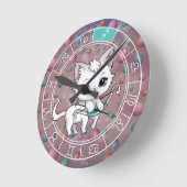 〔占星術の〕十二宮図射手座かわいいキャットホイールプラネットアストロロジー ラウンド壁時計 (傾斜)