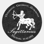 〔占星術の〕十二宮図射手座アストロロジーカスタムヴィンテージブラック ラウンドシール (正面)