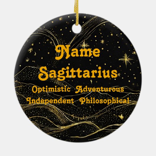 〔占星術の〕十二宮図射手座パーソナライズされた占星術オーナメント セラミックオーナメント (裏面)