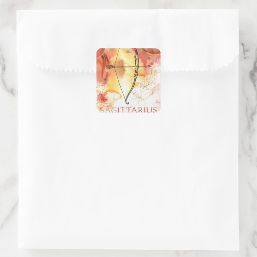 〔占星術の〕十二宮図射手座占星術射手オレンジ金ゴールド スクエアシール (バッグ)