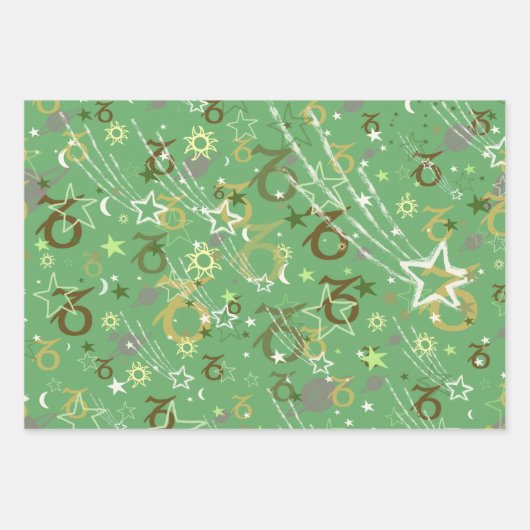 〔占星術の〕十二宮図射手座山羊座がんトリオ ラッピングペーパーシート (正面2)