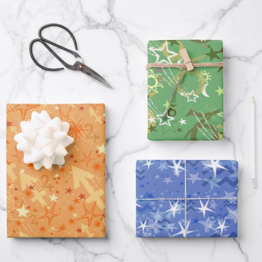 〔占星術の〕十二宮図射手座山羊座がんトリオ ラッピングペーパーシート (正面)