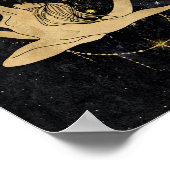 〔占星術の〕十二宮図射手座 |宇宙金ゴールド黒星占い ポスター (角)