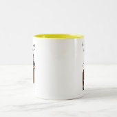 〔占星術の〕十二宮図射手座「私は議論し過ぎ忙している」 ツートーンマグカップ (中央)