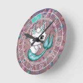 〔占星術の〕十二宮図山羊座かわいいキャットホイールプラネットアストロロジー ラウンド壁時計 (傾斜)