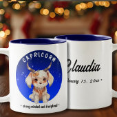 〔占星術の〕十二宮図山羊座かわいい水色名前をカスタムする日 ツートーンマグカップ