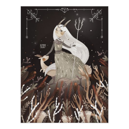 〔占星術の〕十二宮図山羊座バイアレクサンドラディカイア ポスター (正面)