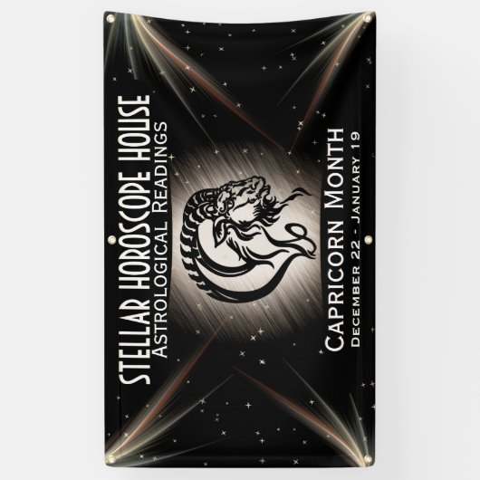 〔占星術の〕十二宮図山羊座バナー任意の署名を作成 横断幕 (縦)