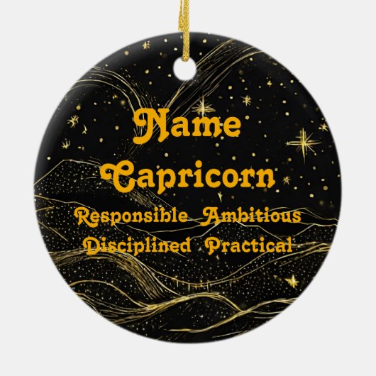 〔占星術の〕十二宮図山羊座パーソナライズされた占星術オーナメント セラミックオーナメント (裏面)