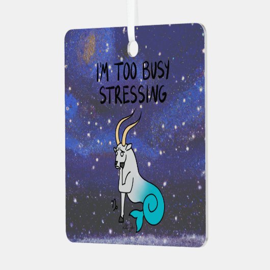 〔占星術の〕十二宮図山羊座「私はストレス忙しが多すぎる」 メタルオーナメント (正面左)