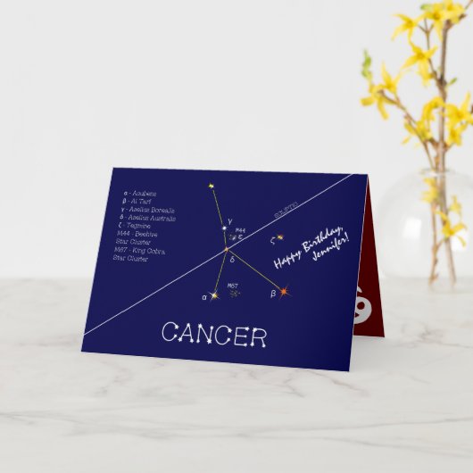 〔占星術の〕十二宮図座がん カード (黄色い花)