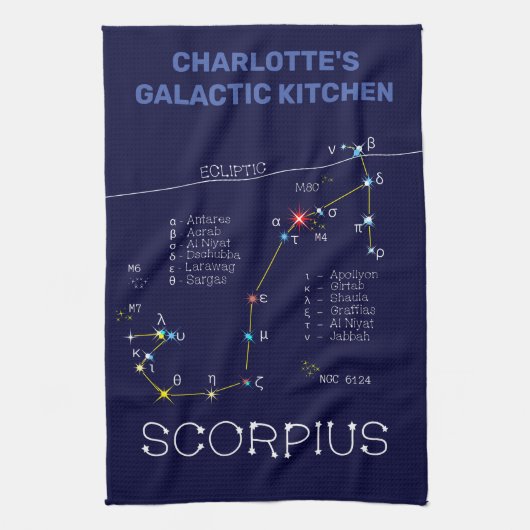 〔占星術の〕十二宮図座さそり キッチンタオル (縦)