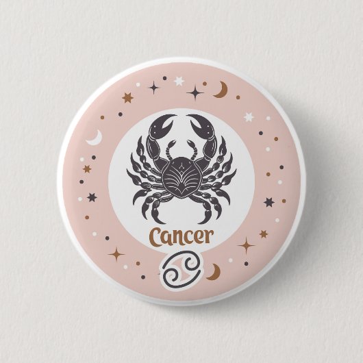 〔占星術の〕十二宮図徴候がん 缶バッジ (正面)