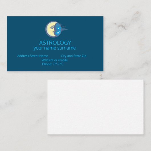 〔占星術の〕十二宮図星占いムーンアンドスターズビジネスカード 名刺 (正面/裏面)