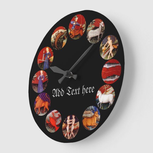 〔占星術の〕十二宮図星占い星印ヴィンテージ ラージ壁時計 (傾斜)