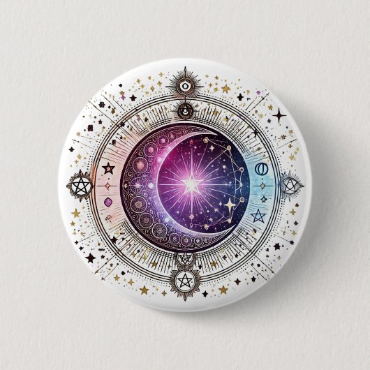 〔占星術の〕十二宮図星占い月 缶バッジ (正面)