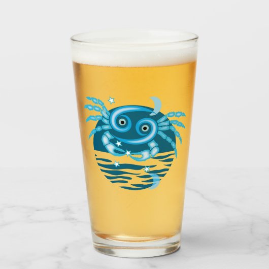 〔占星術の〕十二宮図星印 – がんシンボル タンブラーグラス (ドリンク正面)