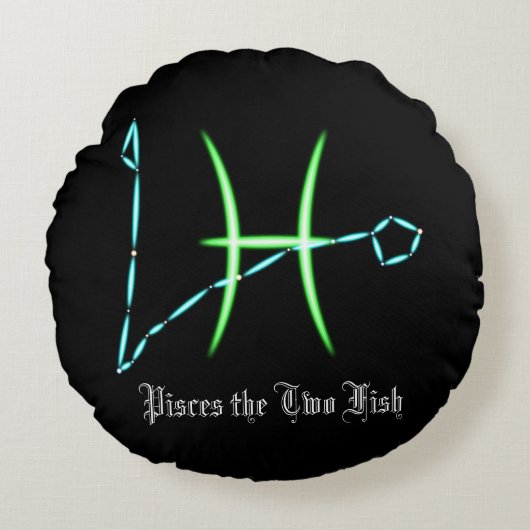 〔占星術の〕十二宮図星座うお座まくら ラウンドクッション (正面)