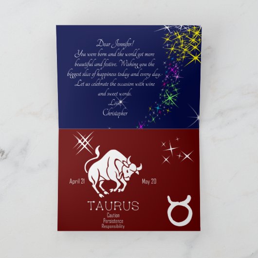 〔占星術の〕十二宮図星座おうし座 カード (内部)