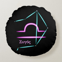 〔占星術の〕十二宮図星座てんびら丸い枕 ラウンドクッション