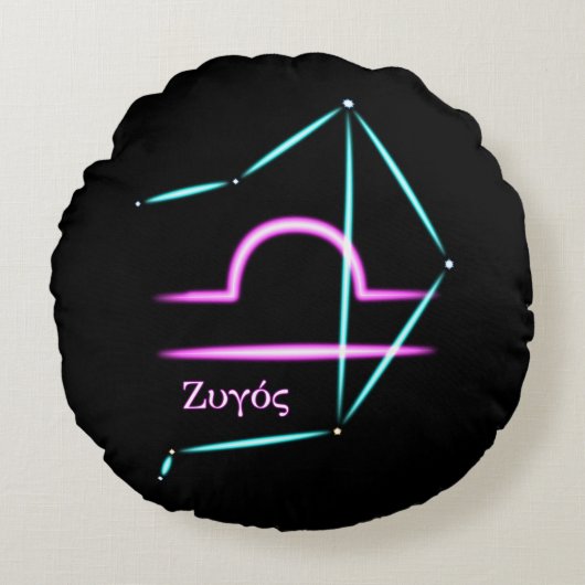 〔占星術の〕十二宮図星座てんびら丸い枕 ラウンドクッション (正面)