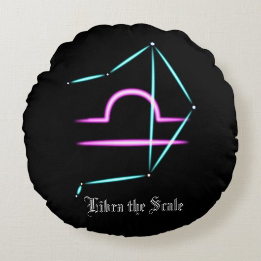 〔占星術の〕十二宮図星座てんびら丸い枕 ラウンドクッション (正面)