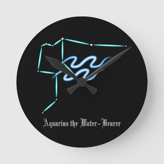 〔占星術の〕十二宮図星座アクエリアスラウンドクロック ラウンド壁時計 (正面)
