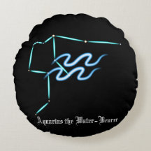 〔占星術の〕十二宮図星座アクエリアス丸い枕