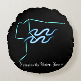 〔占星術の〕十二宮図星座アクエリアス丸い枕 ラウンドクッション