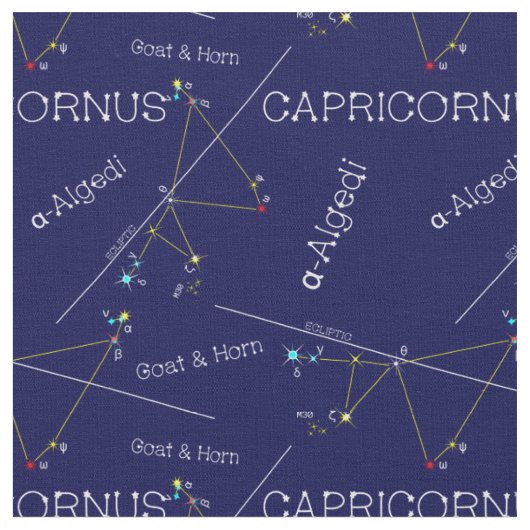 〔占星術の〕十二宮図星座カプリコルヌス ファブリック (クローズアップ)