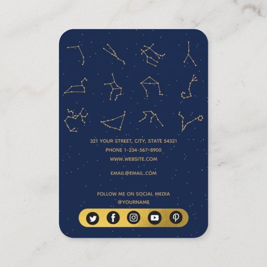 〔占星術の〕十二宮図星座ジュエリー表示カード 名刺 (裏面)