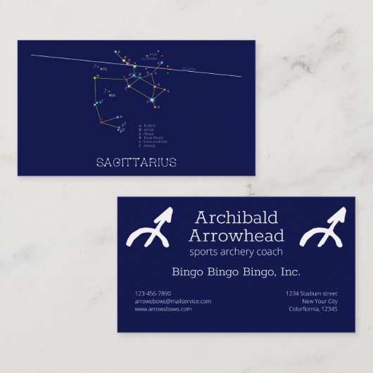 〔占星術の〕十二宮図星座射手座 名刺 (正面/裏面)