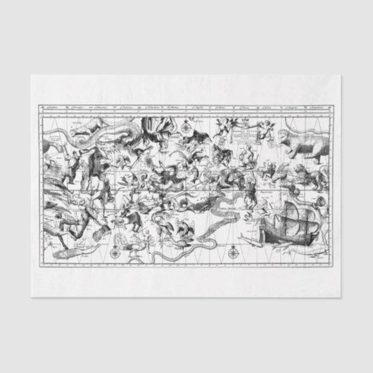 〔占星術の〕十二宮図星座白黒ティッシュペーパー 薄葉紙 (正面)