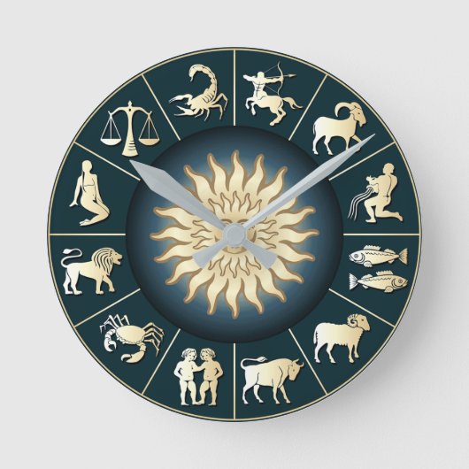 〔占星術の〕十二宮図時計 ラウンド壁時計 (正面)