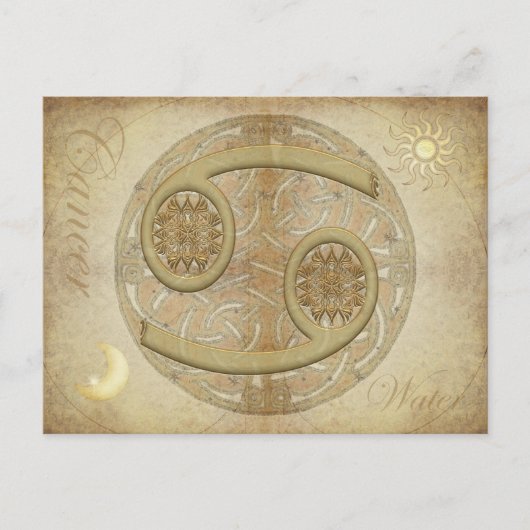 〔占星術の〕十二宮図標識がん葉書 ポストカード (正面)