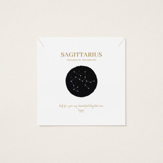 〔占星術の〕十二宮図標識射手座ジュエリー表示カード (裏面)