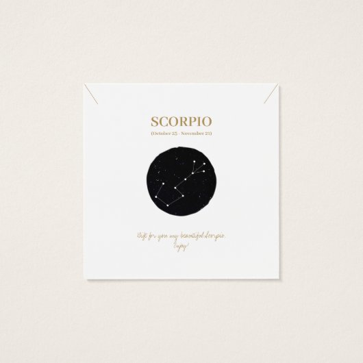 〔占星術の〕十二宮図標識蠍座ジュエリー表示カード (裏面)