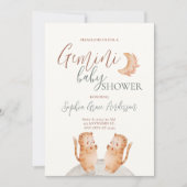 〔占星術の〕十二宮図標識：ジェミニ赤ちゃんシャワー 招待状 (正面)