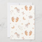 〔占星術の〕十二宮図標識：ジェミニ赤ちゃんシャワー 招待状 (裏面)