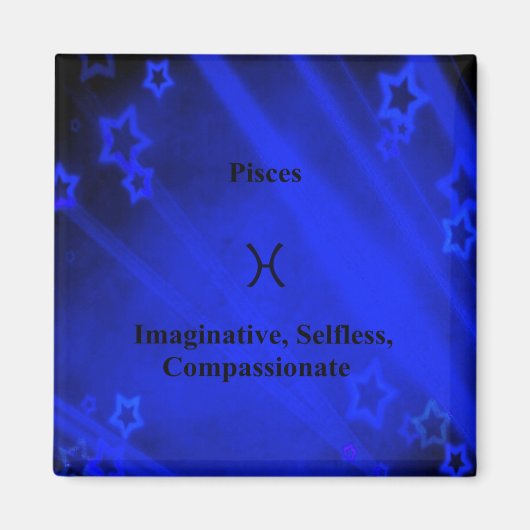 〔占星術の〕十二宮図標識：魚座2インチ角磁石 マグネット (正面)