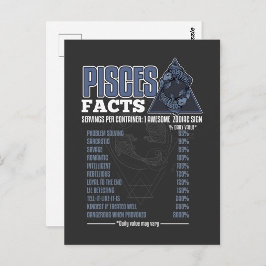 〔占星術の〕十二宮図符号Piscesファクト占星術定義 ポストカード (正面/裏面)