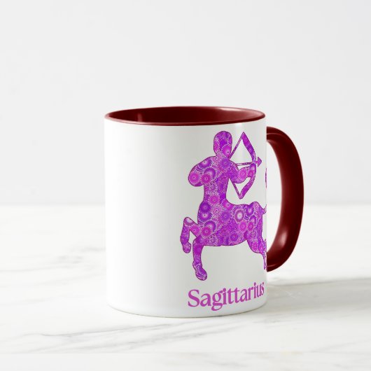 〔占星術の〕十二宮図紫の射手座のアメジスト記号 マグカップ (正面右)
