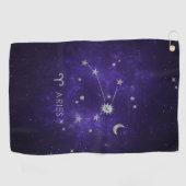 〔占星術の〕十二宮図紫の牡羊座 |宇宙占星術占星術 ゴルフタオル (横)