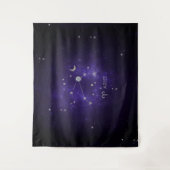 〔占星術の〕十二宮図紫の牡羊座 |宇宙占星術占星術 タペストリー (正面)