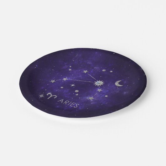 〔占星術の〕十二宮図紫の牡羊座 |宇宙占星術占星術 ペーパープレート (アングル)