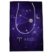 〔占星術の〕十二宮図紫の牡羊座 |宇宙占星術占星術 ミディアムペーパーバッグ (正面)