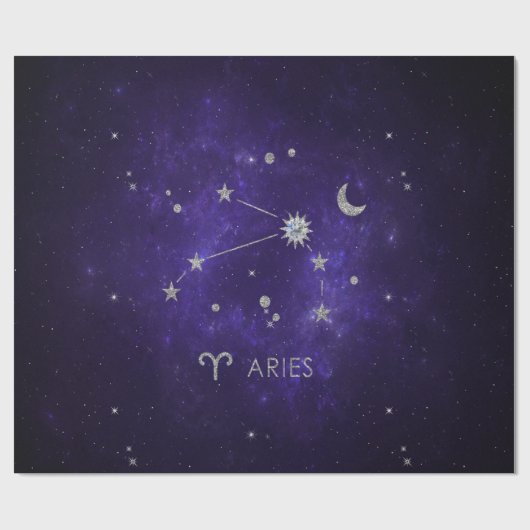 〔占星術の〕十二宮図紫の牡羊座 |宇宙占星術占星術 ラッピングペーパー (フラット)