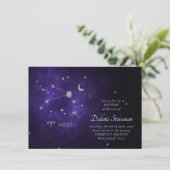 〔占星術の〕十二宮図紫の牡羊座 |宇宙占星術占星術 招待状 (スタンド正面)